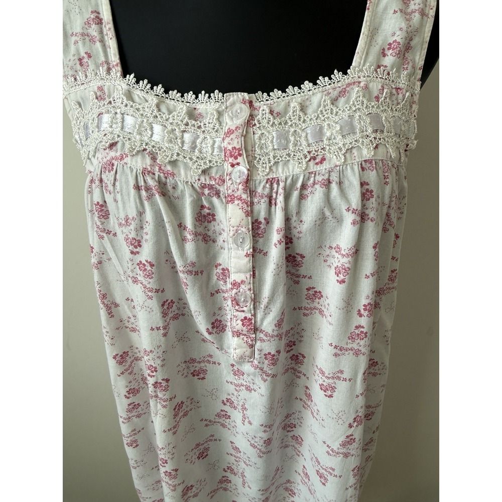 Hillary & Hanson Intimates Women's L Gown Lace Detail Pink Floral Dainty EUC - Picture 3 of 11